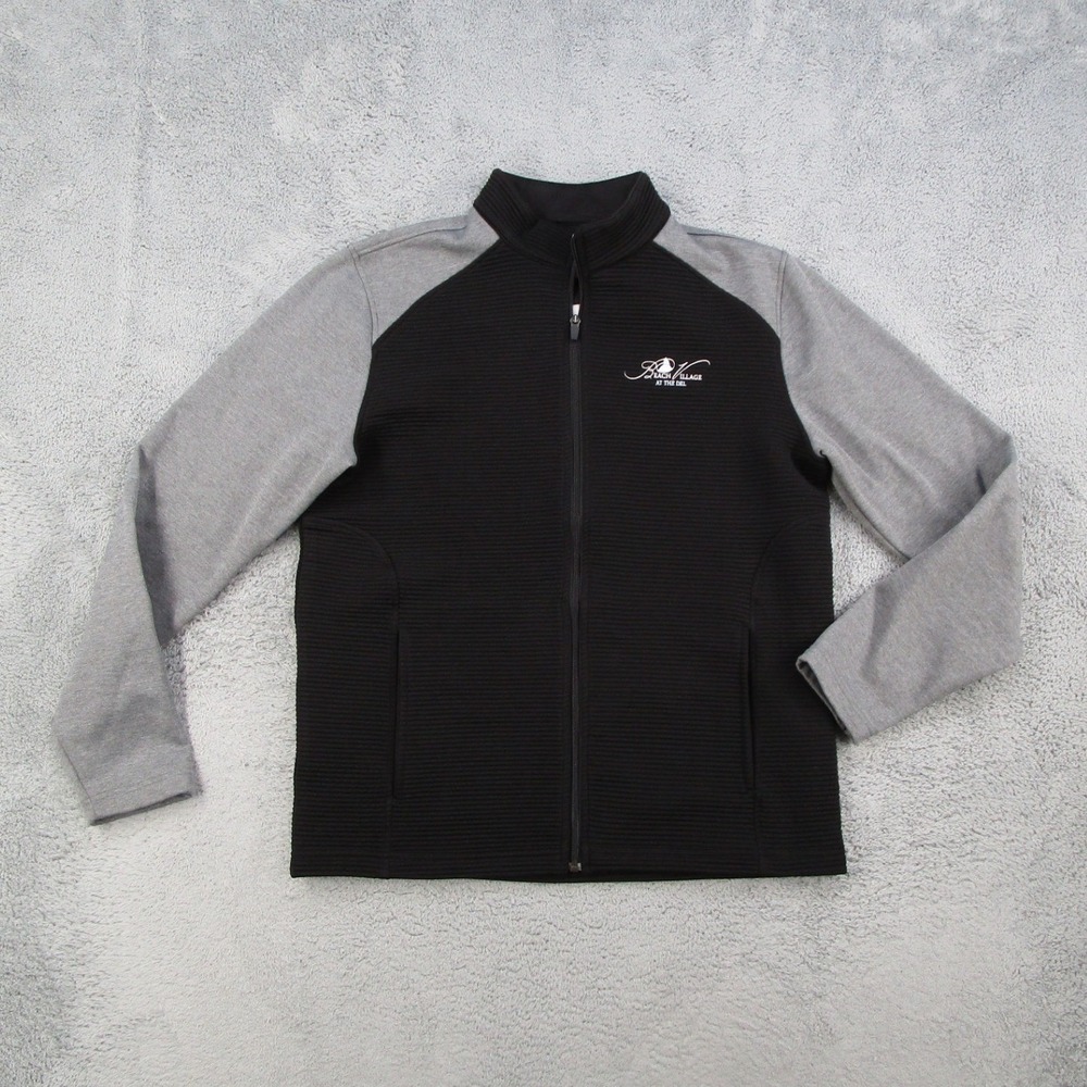 Straight Down Mens Full Zip Jacket Black Gray Beach Village at the Del Medium